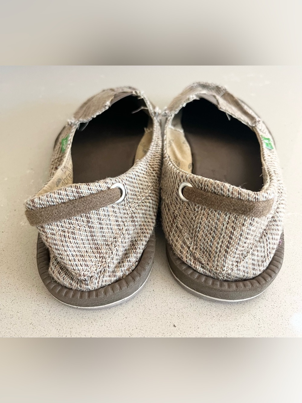 Sanuk Sunbrella Women's Flats Shoes Brown Casual Slip On Boat Shoes Size 8 - Picture 8 of 13